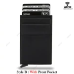 Rfid Credit Card Holder Wallet Metal Thin Slim Bank Card Case Men Women Pop Up Minimalist Wallet Small Black Purse Metal Vallet - Image 9