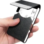 Business Card Holder PU Leather Business Card Case Name Cards Wallet Slim Metal Pocket Card Organizer Gifts for Men Women Office