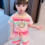 Cute Hello Kitty Summer Clothing Sets for Kids Baby Girls Outfits Children's Short Sleeve T Shirt + Elastic Waist Shorts 2pcs - Image 6
