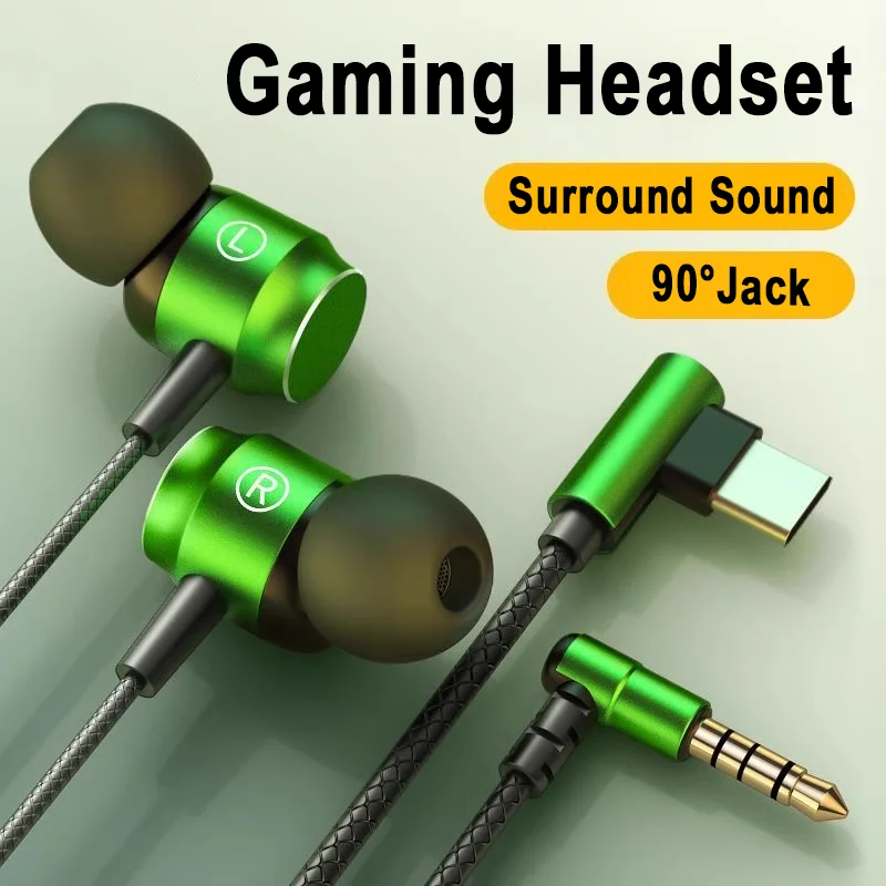 Sd2cc2d0521f74669a00de2740ed4a250k.webp For Galaxy 90° Jack Wired Gaming Headset HiFi Surround Sound With Mic 3.5mm Type C Music Headphones For Samsung S24 23 iPhone 15 - Image 1