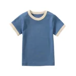100% Cotton Small Children Summer Short Sleeve T shirt Boys Girls Color Matching Soft Comfy Tops Tees Kids T-shirts Casual - Image 9