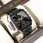 POEDAGAR Business Men Clock Waterproof Luminous Calendar Chronograph Square Man Watch Stainless Steel Quartz Men's Watches Reloj - Image 2