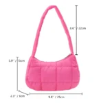 Winter Fashion Quilted Handbags Ladies Casual Cotton-Padded Bags Solid Color Small Top-Handle Bags Women Underarm Shoulder Bags - Image 6