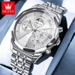 OLEVS 3673 Mens Watch Business Brand Quartz Watches Multifunctional Chronograph Waterproof Moon Phase Watch Mens Gifts Original - Image 9