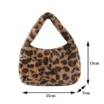 Y2k Korean Plush Retro Leopard Print Bags for Women Underarm Bags Leopard Zebra Pattern Fluffy Tote Bags Small Purses Handbags - Image 5
