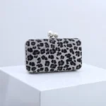 Leopard Print Women Evening Wedding Clutch Handbag Purse Crossbody Evening Bag - Image 7