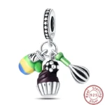 Dessert Afternoon Tea Series 925 Silver Coffee Cake Pizza Fries Sweet Charms Beads 3mm DIY Fine Jewelry Making - Image 29