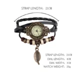 High Quality Women Genuine Leather Vintage Quartz Dress Watch Bracelet Wristwatches Watch Women Luxury Watch - Image 3