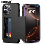 Case For iPhone 16 Pro Max 16 Plus 15 Pro 15 14 13 12 11 Wallet Card Holder Slide Slot Slim Hard PC Heavy Duty Protective Covers
