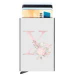 Rfid Credit Card Holder Metal Ultra-thin Anti-theft Man Wallet Pop-up Minimalist Wallet Silver Metal Wallet ,Pink Flower Pattern - Image 12
