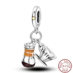 Dessert Afternoon Tea Series 925 Silver Coffee Cake Pizza Fries Sweet Charms Beads 3mm DIY Fine Jewelry Making - Image 8