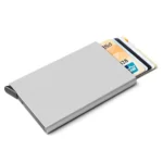 Rfid Credit Card Holder Metal Ultra-thin Anti-theft Man Wallet Pop-up Minimalist Wallet Silver Metal Wallet ,Pink Flower Pattern - Image 5