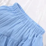 Kid Girls Summer Princess Clothing Set Flutter Sleeve Plain Color Tops+Short Skirt Sweet Style Party Wear For Child 8-12 Years - Image 5