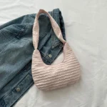 Korean Fashion Women Shoulder Bag Casual Simple Soft Handbags Designer Artistic Style Underarm Bag Sweet Dumplings Bag - Image 10