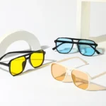 2024 Outdoor Ocean Slice Double Beam Sunglasses New Retro Jelly Color Women Square Sunglasses UV400 Eye Protection Goggles - Image 4