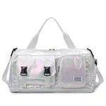 Holographic Glamour Duffel Bag - Spacious,Stylish Shoulder Tote with Shoe Compartment for Effortless Weekend Escapes - - Image 8