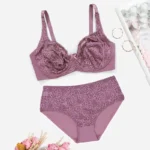 Beauwear 85C-110E Women's Plus Size Lingerie Set Plain Lace Underwear Set Thin Unlined Underwire Bra and Panty Set - Image 7