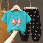 Summer Sets Children's Clothing Girls Kids Toddler Clothes Cute Fashion T-shirt Top Pants 2PCS Baby Girl Clothes - Image 2