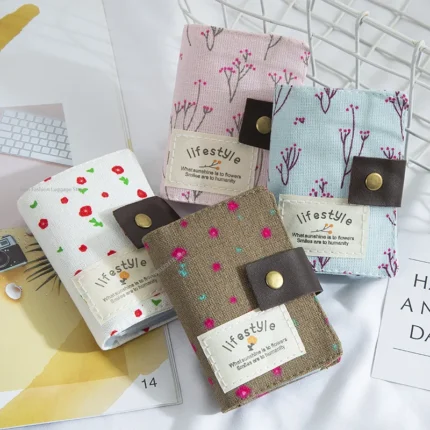 Rural Style Ladies Card Purse Floral Id Credit Card Holder Women Canvas Purse Wallet Pocket Case Mini Slim Card Holders