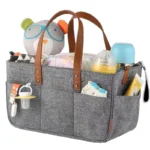 Baby Felt Storage Nursery Organizer Basket Infant Diaper Bag with Handle Caddy Changing Nappy Kids Storage Carrier Large Pocket - Image 4