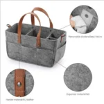 Baby Felt Storage Nursery Organizer Basket Infant Diaper Bag with Handle Caddy Changing Nappy Kids Storage Carrier Large Pocket - Image 5