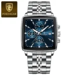 POEDAGAR Business Men Clock Waterproof Luminous Calendar Chronograph Square Man Watch Stainless Steel Quartz Men's Watches Reloj - Image 7
