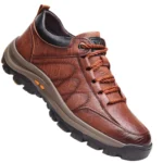 Men's British Lace-Up Sneaker Wear-resistant Lightweight Leather Shoes for Mountain Climbing Camping