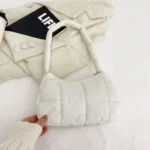 Winter Fashion Quilted Handbags Ladies Casual Cotton-Padded Bags Solid Color Small Top-Handle Bags Women Underarm Shoulder Bags - Image 7