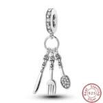 Dessert Afternoon Tea Series 925 Silver Coffee Cake Pizza Fries Sweet Charms Beads 3mm DIY Fine Jewelry Making - Image 53