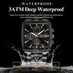 POEDAGAR Business Men Clock Waterproof Luminous Calendar Chronograph Square Man Watch Stainless Steel Quartz Men's Watches Reloj - Image 3