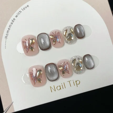 10pcs Festive Red Oval Short Press-On Nails with Cute Tomato Design Glossy Finish Holiday Nail Art Set for Women and Girls Wear - Image 20