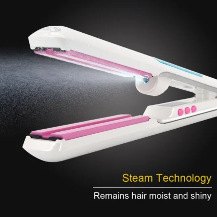 Steam Hair Straightener Salon Ceramic Vapor Ionic Flat Iron Straightening for  Woman 2 in 1 Hair Straight and Curler - Image 2