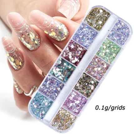 Mirror Iridescent Mixed Hexagon Nail Glitter Sequins Holographic Spangles Flakes Nail Art Powder Gel Polish Manicure Accessories - Image 7