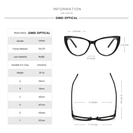 Gmei Optical Transparent Clear Glasses Frame Cat Eye Eyeglasses Frames For Women Fashion Prescription Spectacles 2003 - Image 4