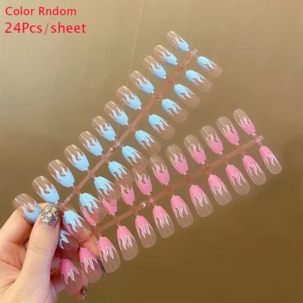 24Pcs Gradient Fake Nails With Black Butterfly Long Ballet Coffin Detachable Full Cover Press On False Nail Art Tips Tool - Image 5
