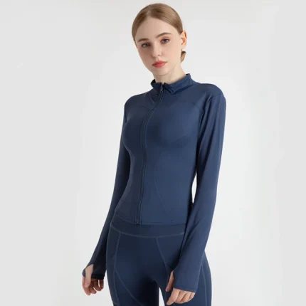 2024 Women Sport Jacket Zipper Yoga Coat Clothes Quick Dry Fitness Jacket Running Hoodies Thumb Hole Sportwear Gym Workout Top - Image 16