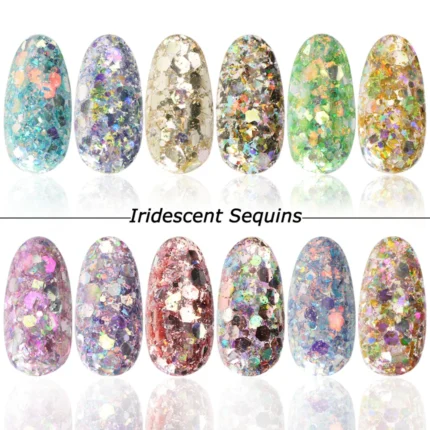 Mirror Iridescent Mixed Hexagon Nail Glitter Sequins Holographic Spangles Flakes Nail Art Powder Gel Polish Manicure Accessories - Image 3