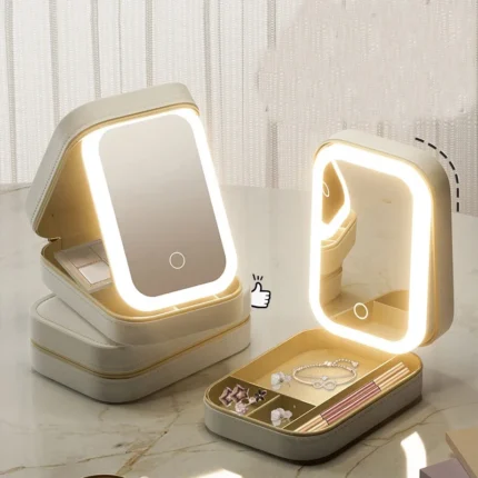 LED Mirror Makeup Storage Box Portable Travel Makeup Case Cosmetic Bag Large-capacity Make Up Storage Box Makeup Accessories - Image 6