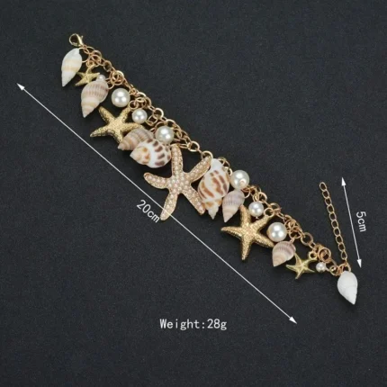 Cute Sweet Starfish Shell Conch Bracelet for Women New Personality Fashion Pearl Summer Beach Jewelry Holiday Party Accessories - Image 3