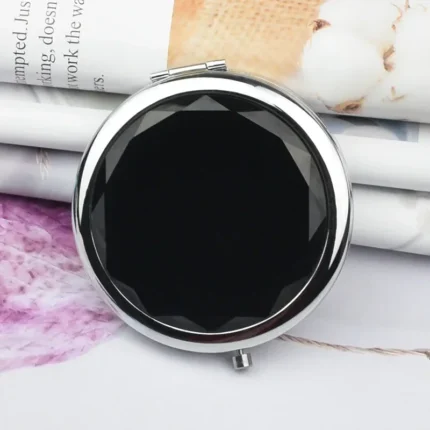 1Pc Folded Compact Mirrors Gold Silver Pocket Mirror Making Up for Personalized Gift Luxury Crystal Makeup Mirror Portable Round - Image 8