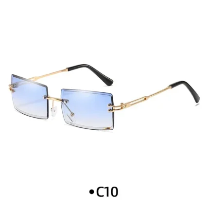 Fashion Rimless Rectangle Sunglasses Women Men Alloy Trendy Brand Small Square Sun Glasses Gradient Black Lens Shades UV400 - Image 8
