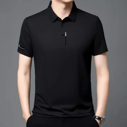 Fashionable new brand short sleeved high-end men's business casual polo shirt high-quality customized letter relief T-shirt top - Image 6