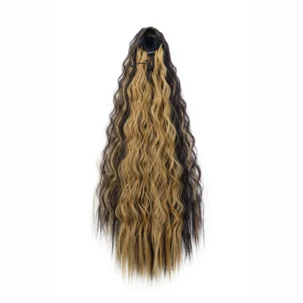 22Inch Synthetic Long Kinky Curly Ponytail Hair Extension Drawstring Wrapped Clip in Hair Black Hairpiecefor Women - Image 9