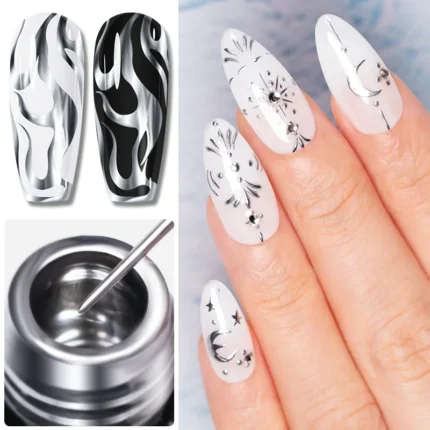 5ml Golden Silvery Metallic Painting Liner Gel Polish Chrome Mirror Effect Semi-Permanent Varnish For Stunning French Nail Art - Image 3