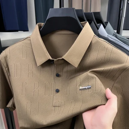 Light luxury brand unique printed men's short sleeve polo shirt summer solid color casual comfort breathable new trend T-shirt - Image 3