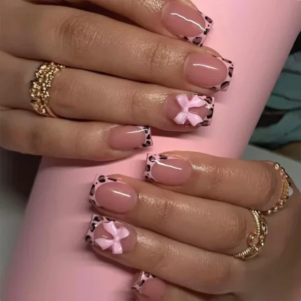 24pcs Sweet Cat Eye French Press on Nails Diamond-Pointed Three Dimensional Bow Knot Wearable Nail For Women&Girl Almond Nail - Image 23