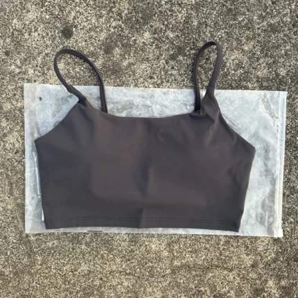 Women's Solid Color Spaghetti Strap Sports Bra Tight Fitness Camisole Top with Chest Pad for Yoga, Gym & Comprehensive Training - Image 3