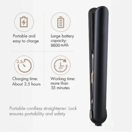 Wireless Portable Type-C Hair Straightener and Curler for Instant Styling Perfect Travel and Dorm Use Gift - Image 5
