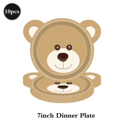Cute Teddy Bear Disposable Tableware Set Plates Napkins Kids Bear Birthday We Can Bearly Wait Baby Shower Party Decors Supplies - Image 11