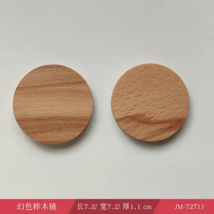 Wood Cosmetic Mirror Round Portable Mirrors Makeup Mirror Student Portable Makeup Small Princess Makeup Mirrors - Image 4